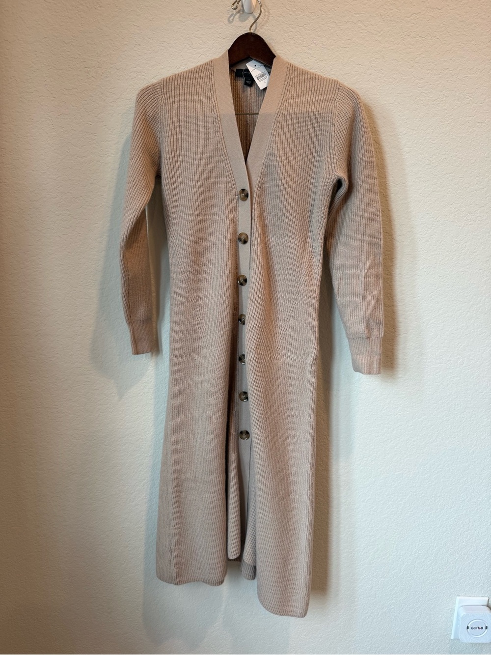Ann Taylor Ribbed Button-Front Sweater Dress - Taupe Size Small NWT
